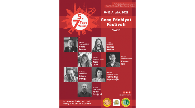 7 Tepe 7 Mekân Genç Edebiyat Festivali 6-12 Aralık'ta